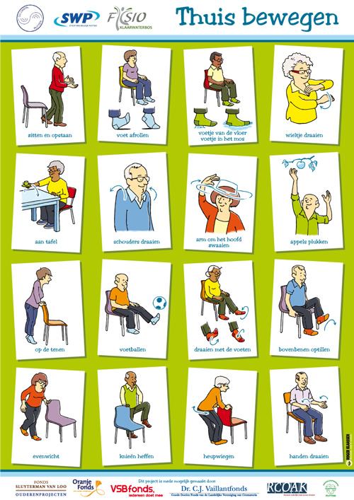 Spiksplinternieuw Senioren bewegen thuis – Roger Klaassen – illustratie, strip en VU-01